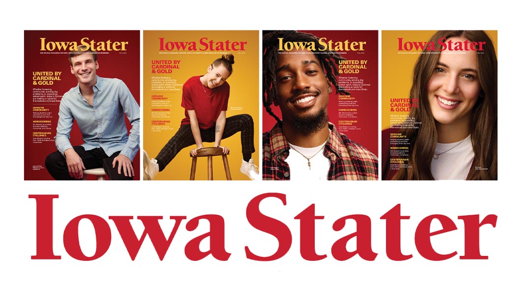 Iowa Stater graphic with four magazine covers.